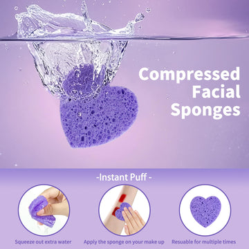 Derloyo esponja facial de corazón morada, ideal para limpieza profunda de poros