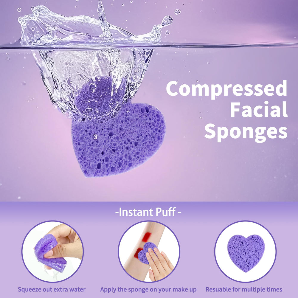 Derloyo esponja facial de corazón morada, ideal para limpieza profunda de poros