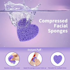 Derloyo esponja facial de corazón morada, ideal para limpieza profunda de poros