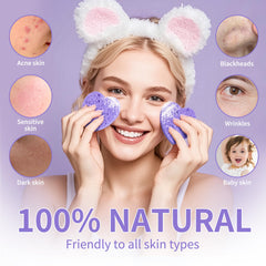 Derloyo esponja en forma de corazón morada, perfecta para remover mascarillas