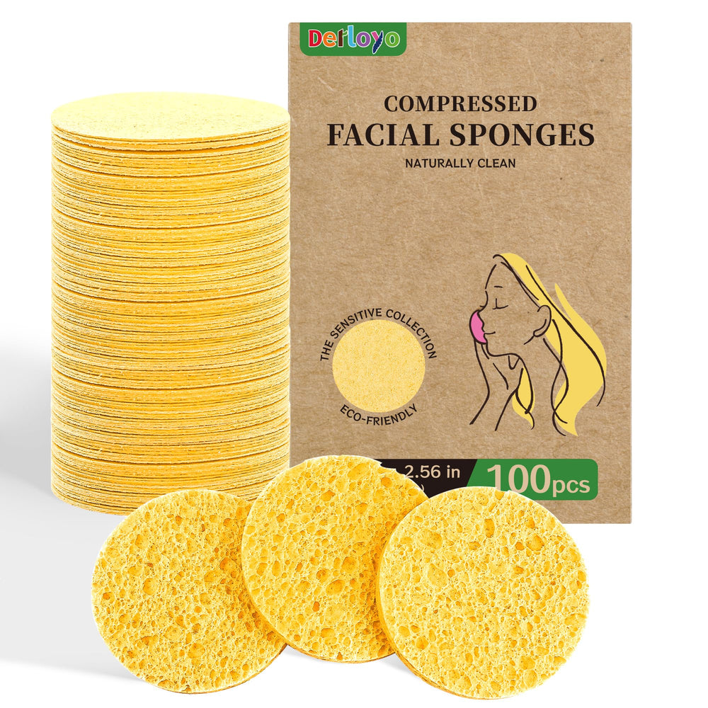 Derloyo esponja facial comprimida amarilla para limpieza suave diaria