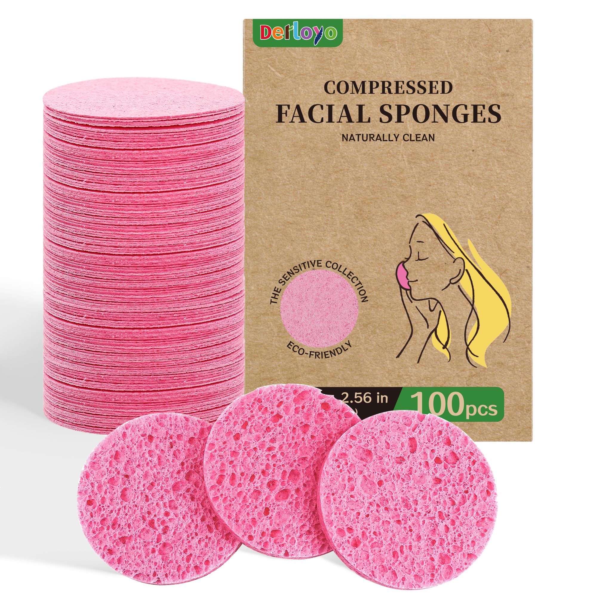 Derloyo esponjas faciales comprimidas para limpieza suave diaria