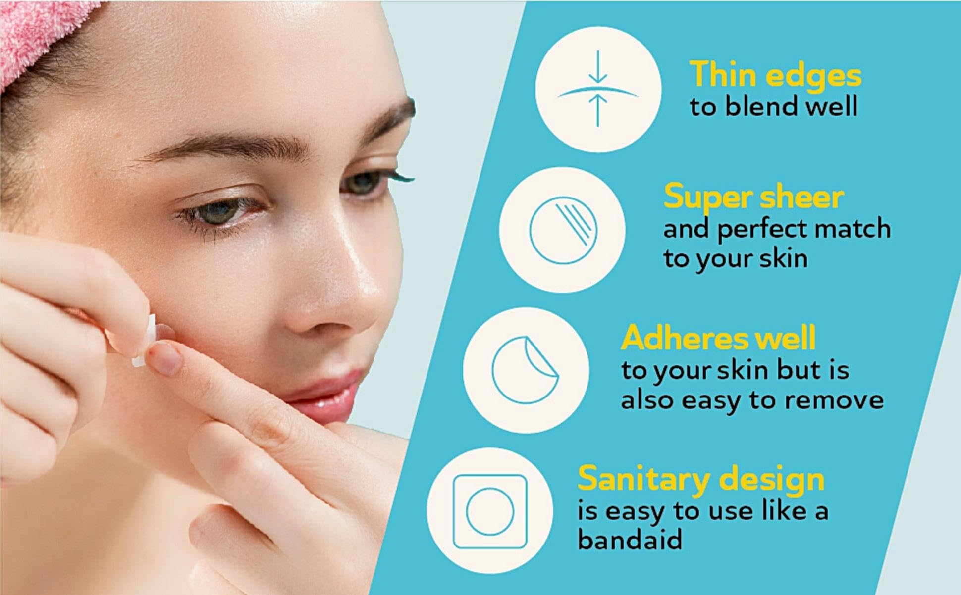 Parche diurno de 10mm DERMA ANGEL se integra discretamente con maquillaje