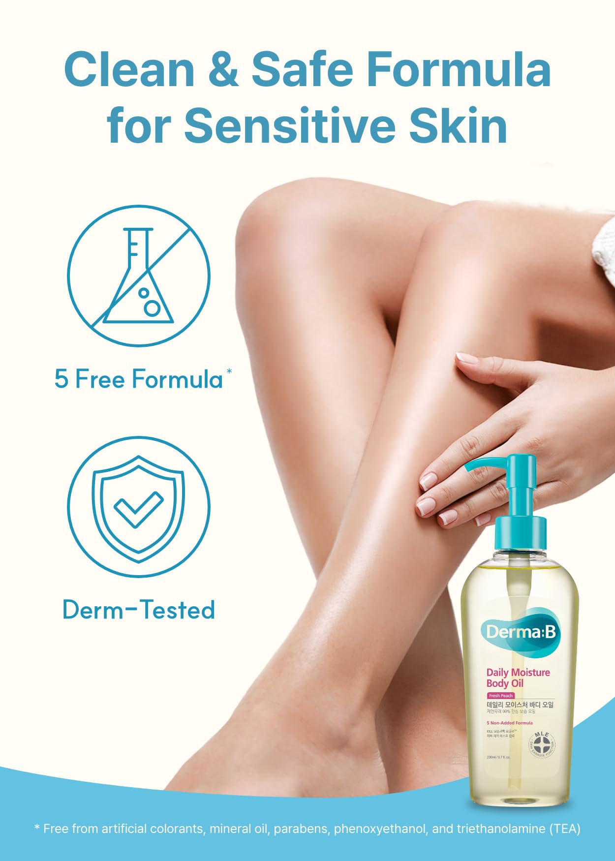 Derma B Fórmula MLE patentada para absorción rápida y retención de humedad.