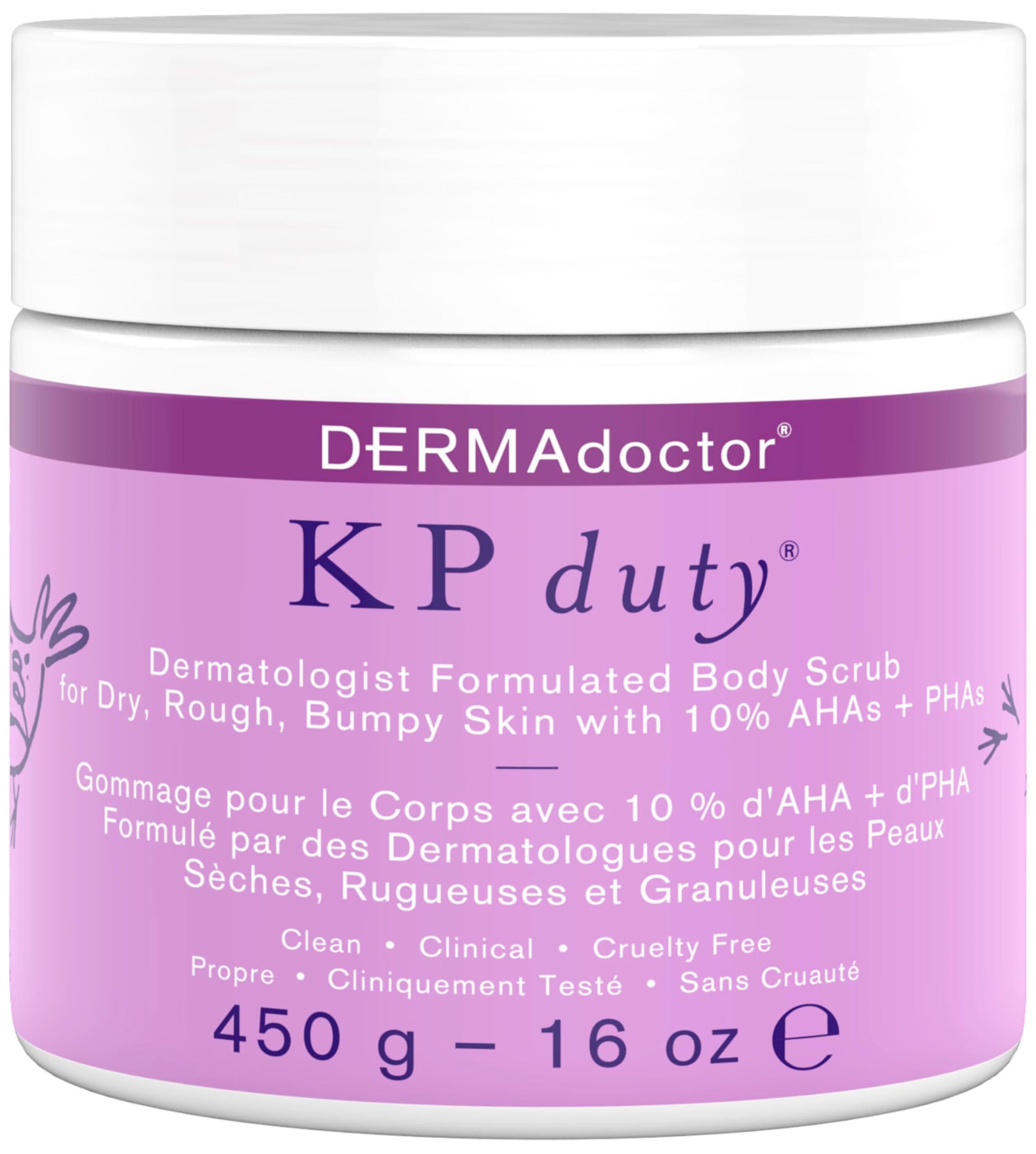 DERMAdoctor KP Bump Eraser, bote 16oz, exfoliación suave para piel más lisa.