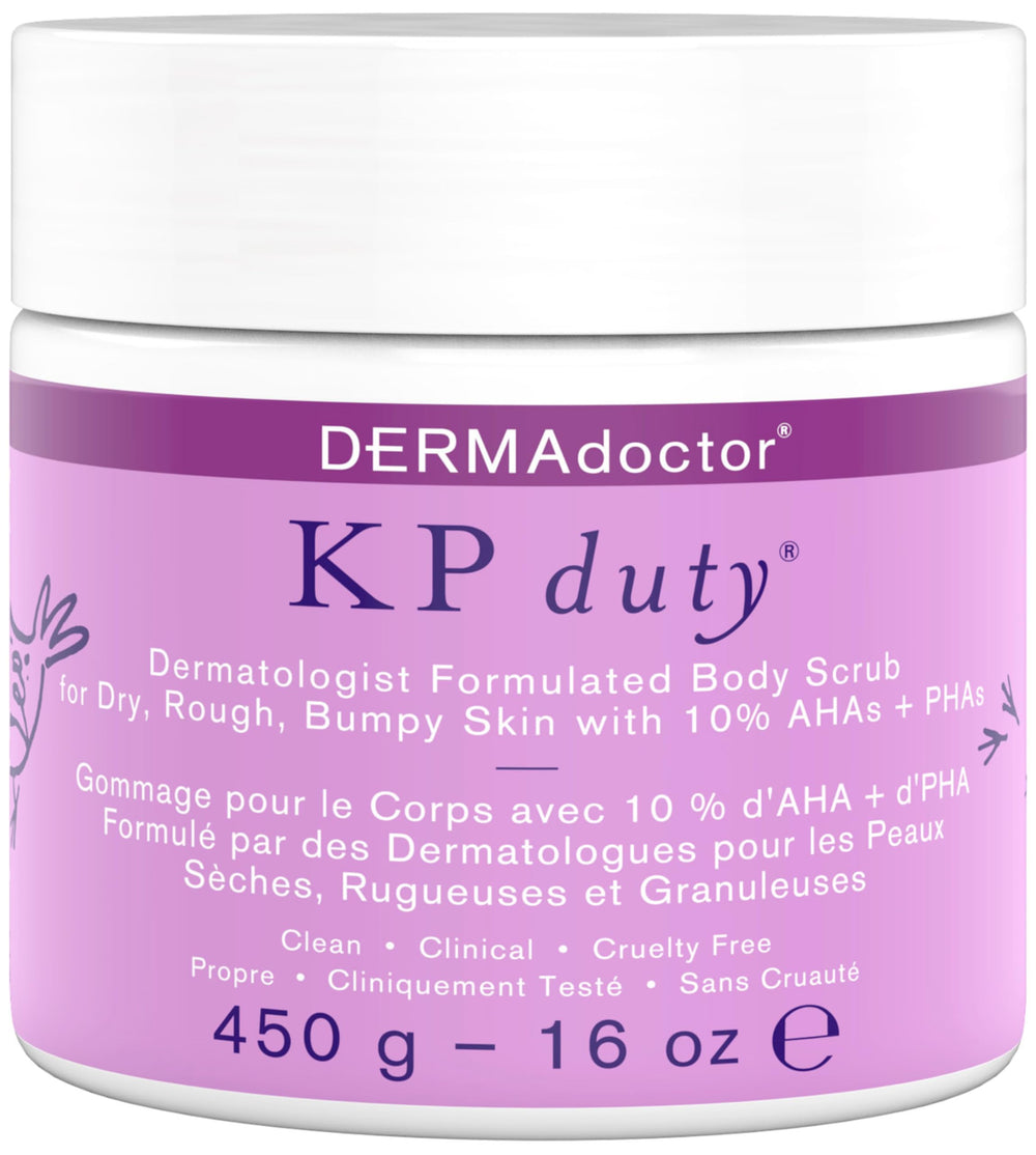 DERMAdoctor KP Bump Eraser, bote 16oz, exfoliación suave para piel más lisa.