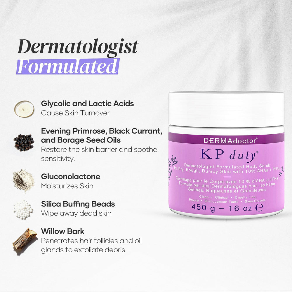 DERMAdoctor KP Bump Eraser, piel suave tras el uso, sin fragancia.