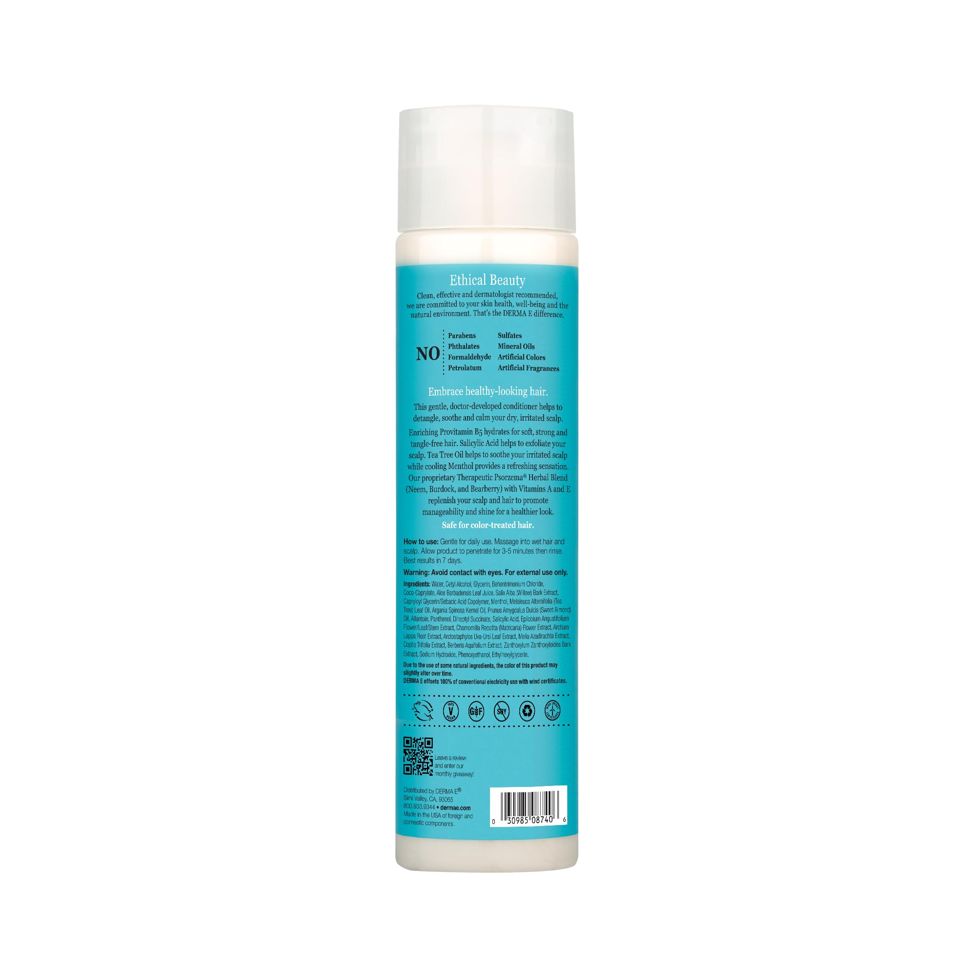 Derma E Uso diario recomendado para cuidado suave del cuero cabelludo.