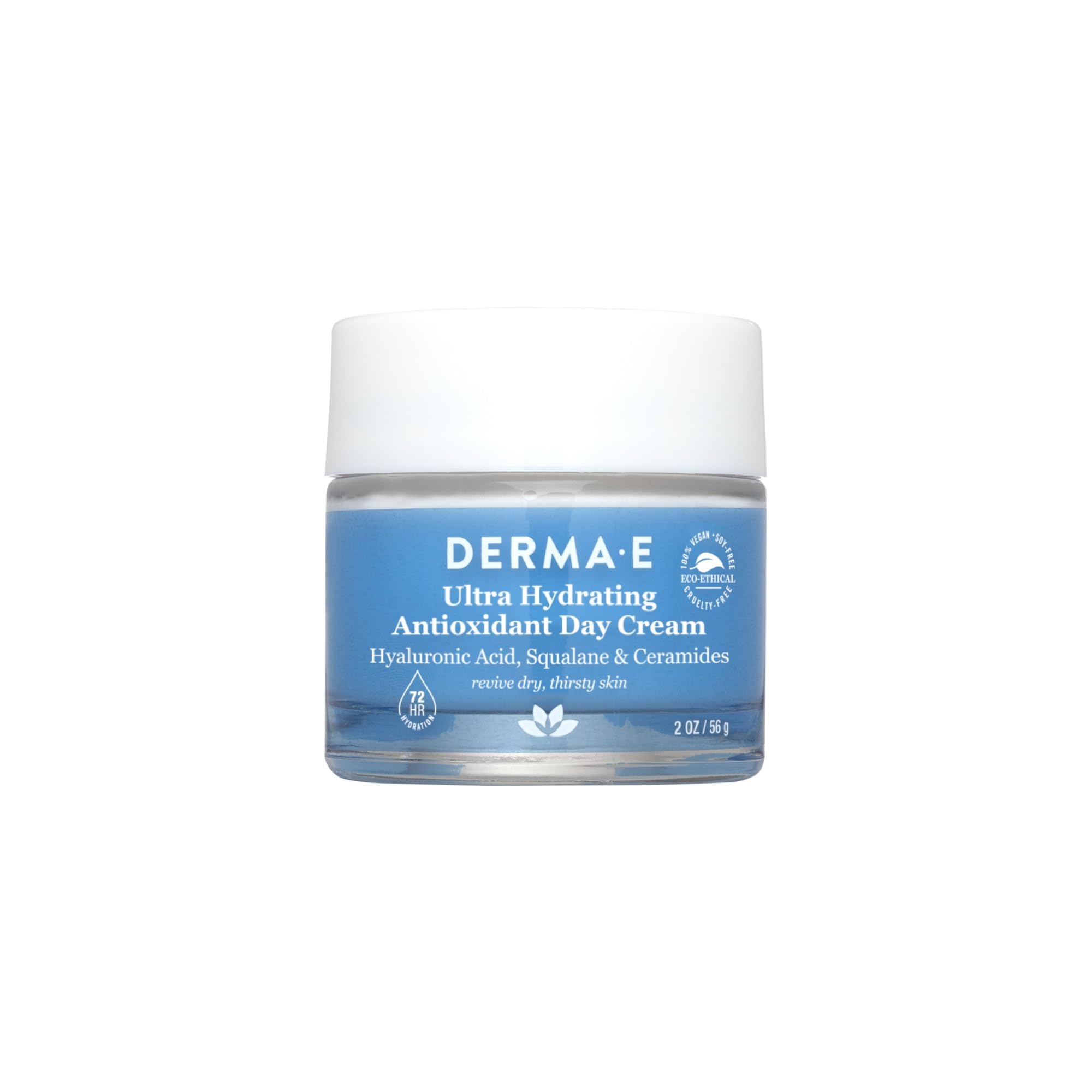 Derma E crema de día ultrahidratante en frasco, hidratación profunda para piel sensible