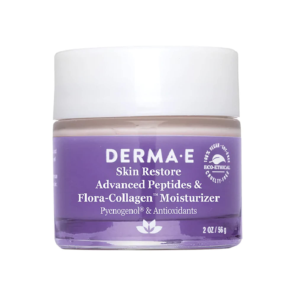 Derma E crema peptidos colágeno para aplicación en la piel, masaje suave.