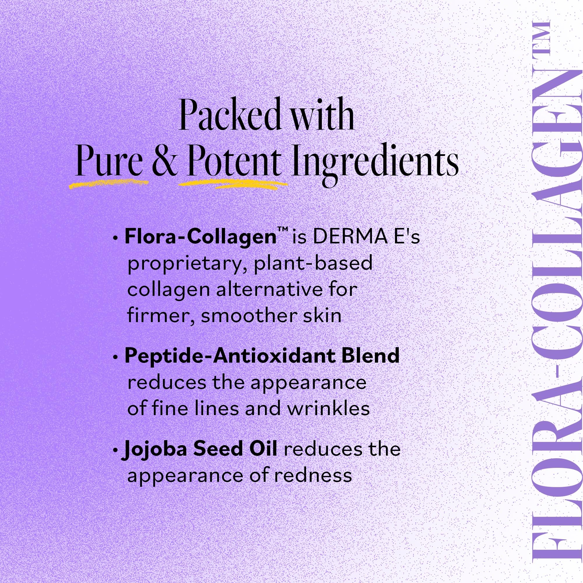Derma E crema péptidos Flora-Collagen, aplicador suave para masajes relajantes.
