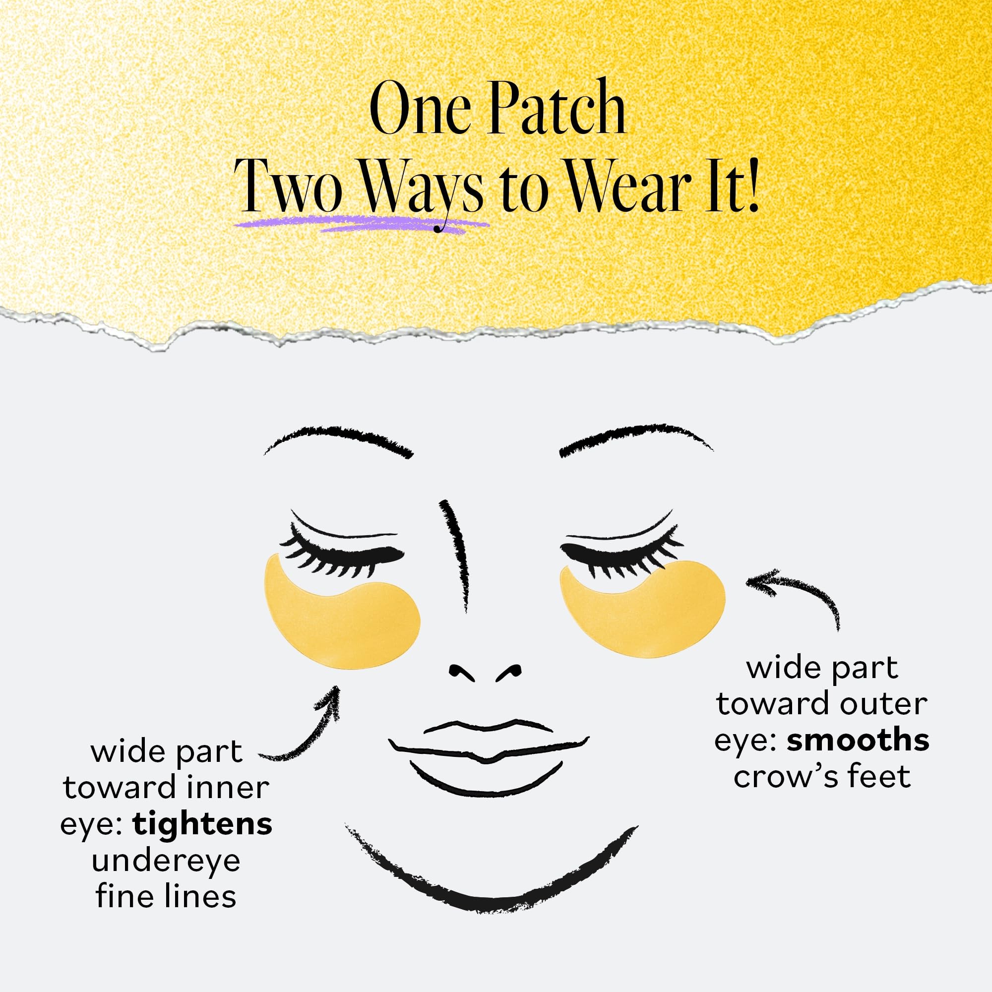 Parches de ojos Derma E complementan el cuidado facial diario sin esfuerzo.