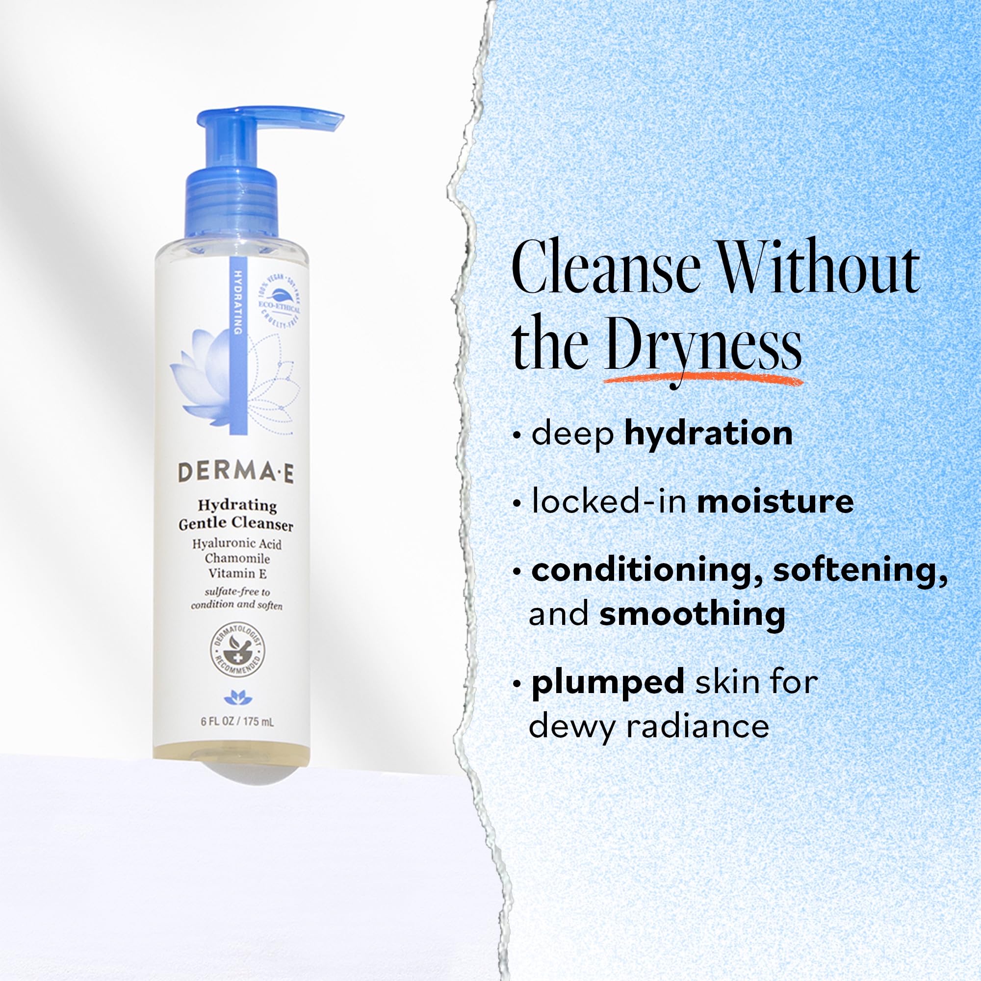 Derma E espuma hialurónica limpia e hidrata la piel