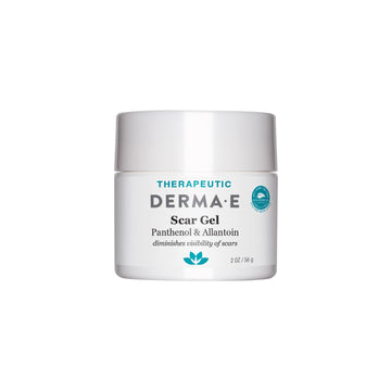 Derma E Gel de Cicatriz, aplicación suave para cicatrices faciales y corporales, con posible mejora de textura.
