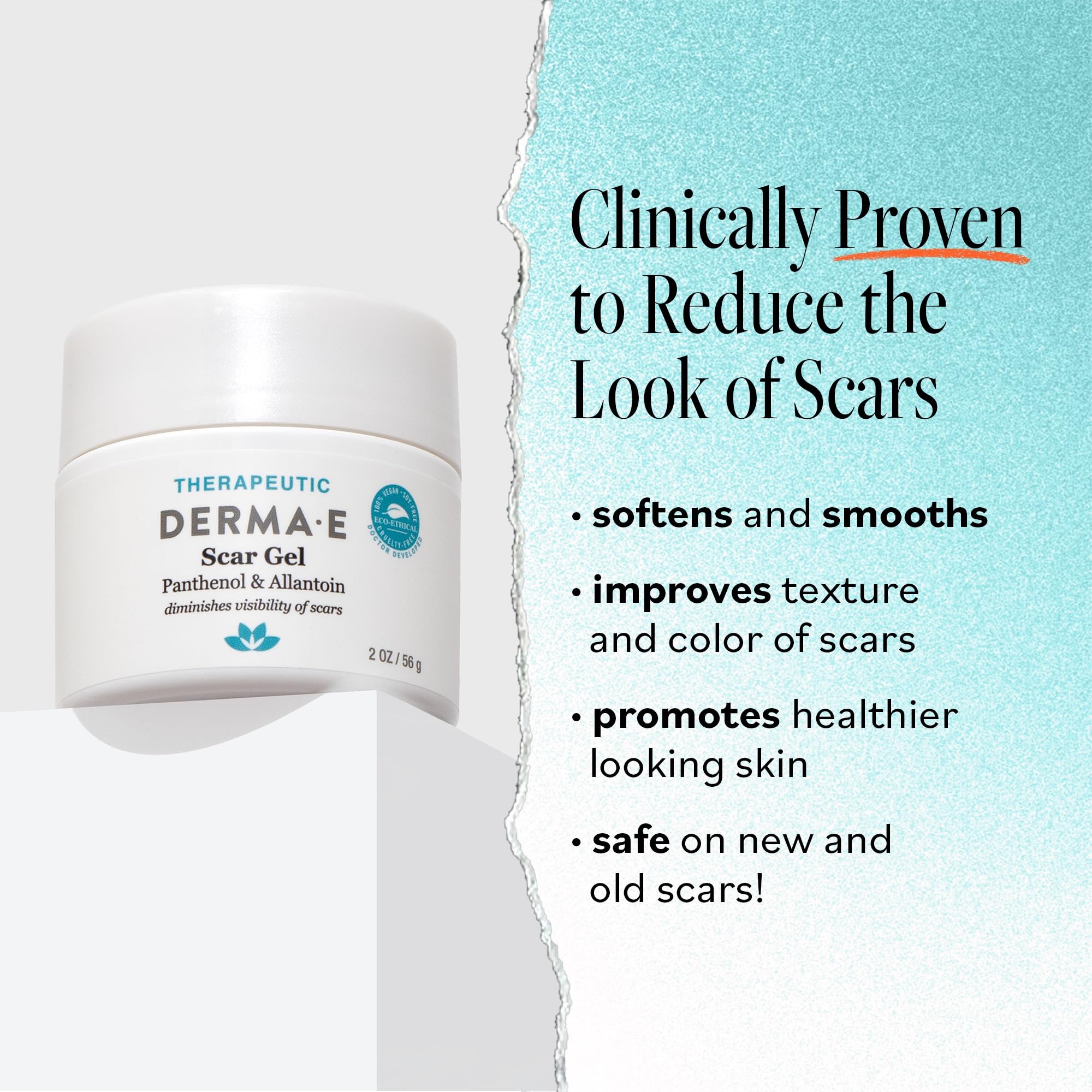 Derma E Gel de Cicatriz - textura suave que podría ayudar a suavizar irregularidades de la piel.