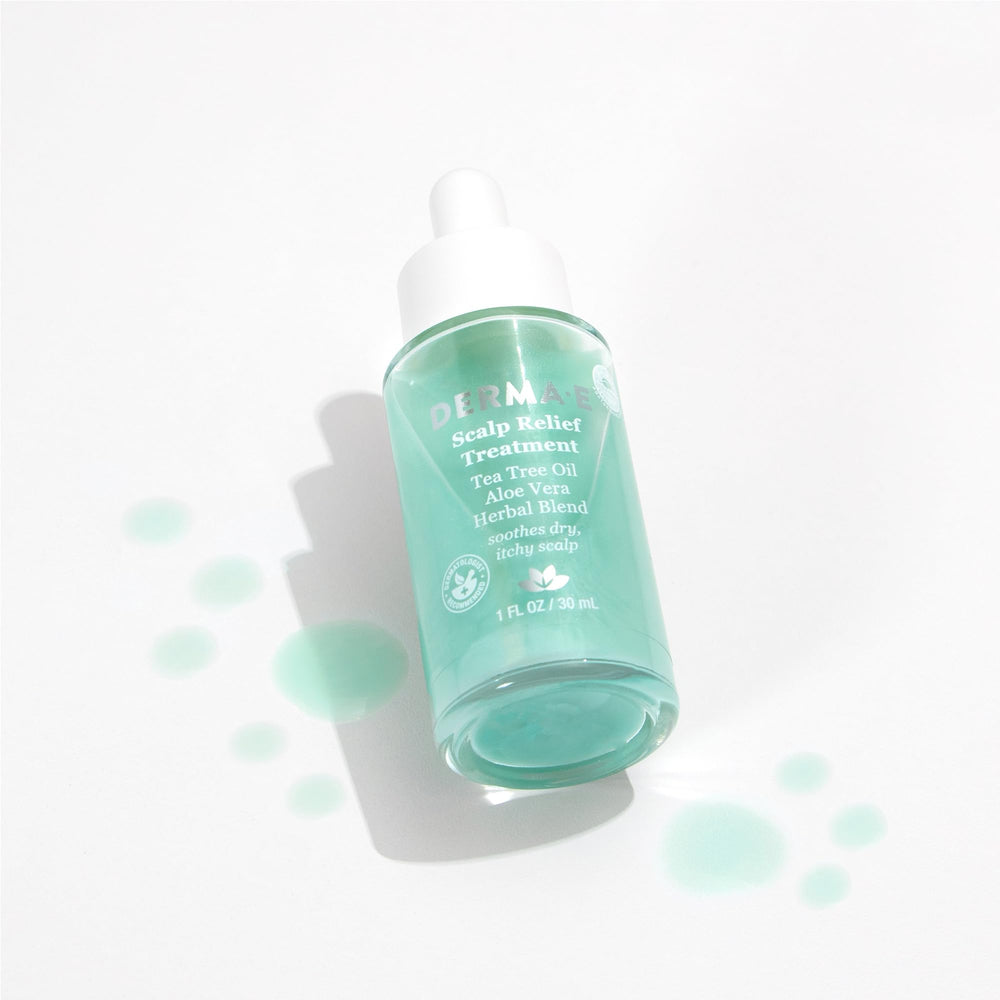 DERMA E mezcla herbal neem burdock bearberry hidrata y equilibra la zona capilar.