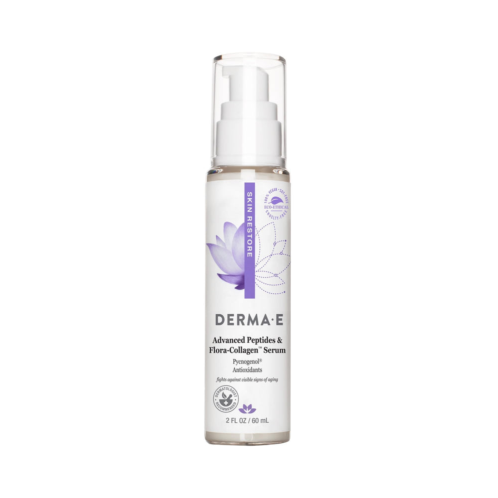 Derma E sérum avanzados de péptidos y Flora-Collagen en botella para hidratación profunda