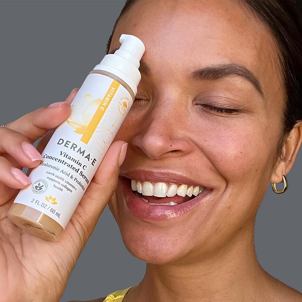 Derma E serum vitamina C, uso diario para rostro y cuello