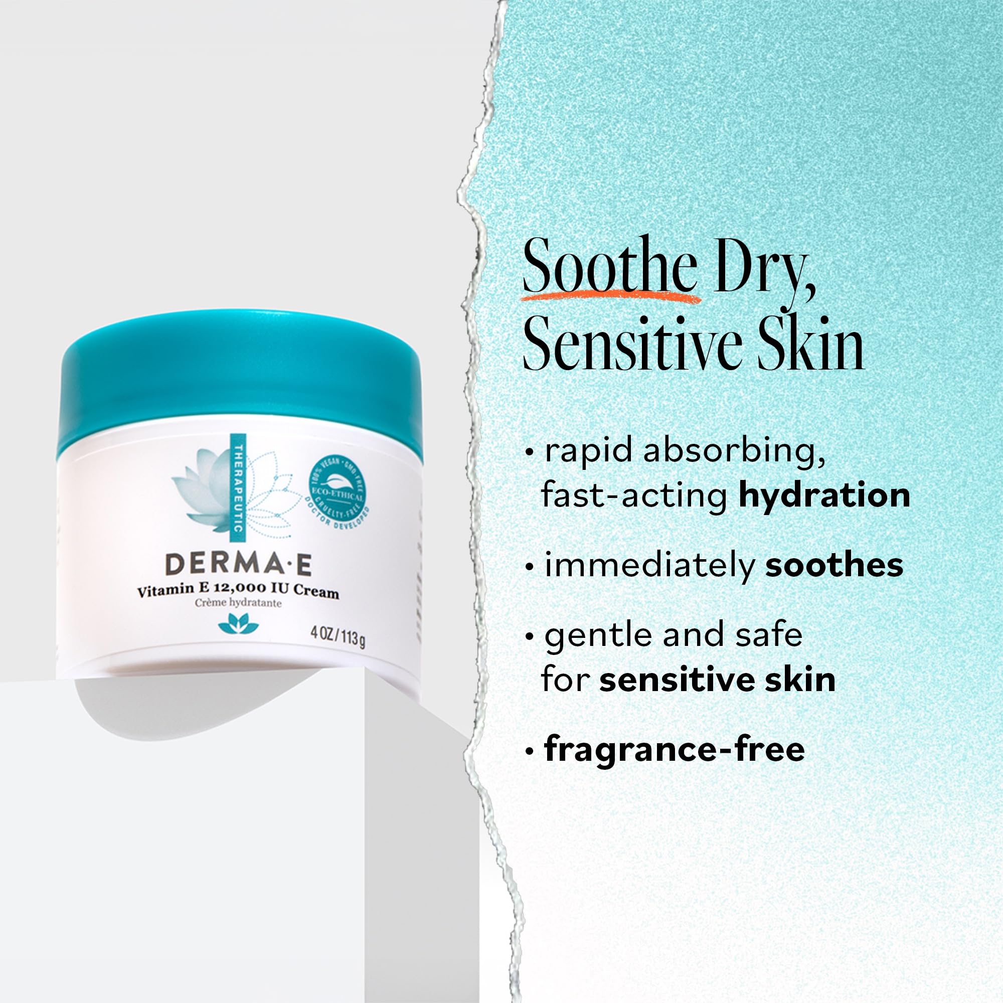 Derma E Vitamina E 12.000 UI: crema de rápida absorción para rostro y cuerpo.