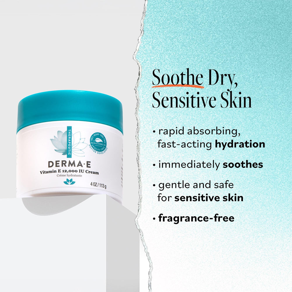 Derma E Vitamina E 12.000 UI: crema de rápida absorción para rostro y cuerpo.
