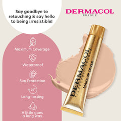 Dermacol shade 208 applied on face swatch for flawless blend