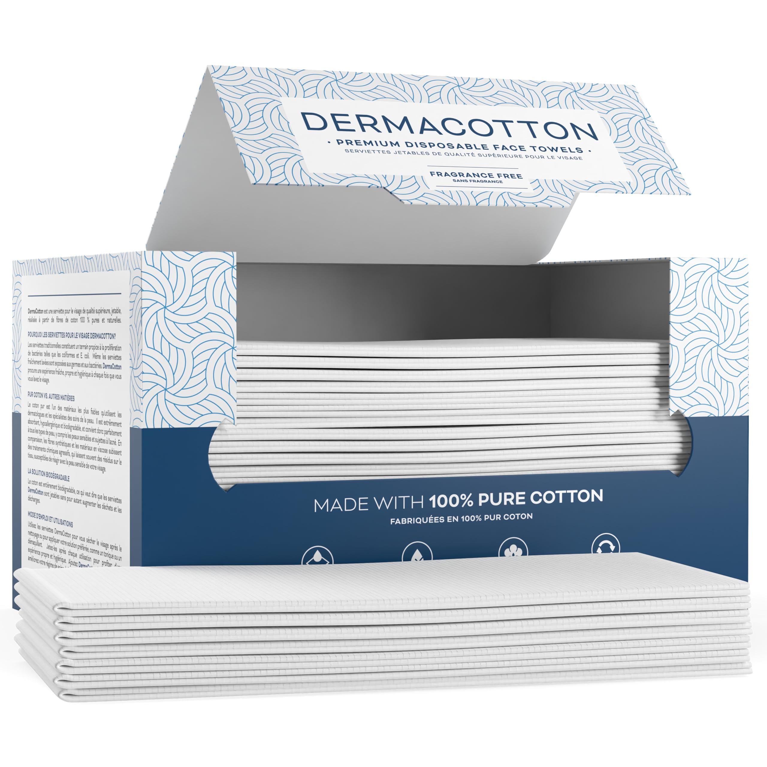 Dermacotton cuidado de la piel diario con toallas desechables ecológicas