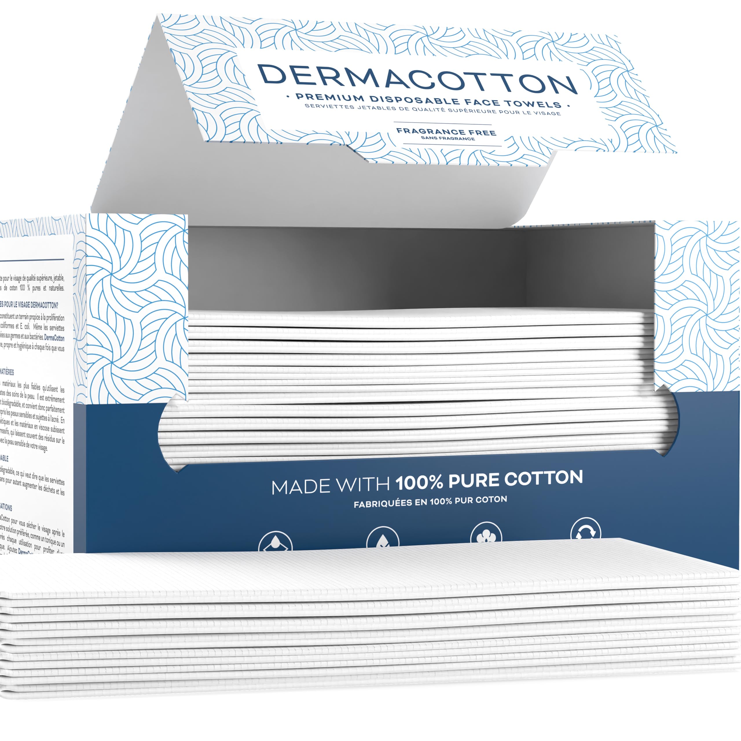 Dermacotton: toallas faciales desechables 80 unidades para una limpieza facial limpia