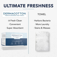 Dermacotton toallas faciales grandes y absorbentes para desmaquillar fácilmente