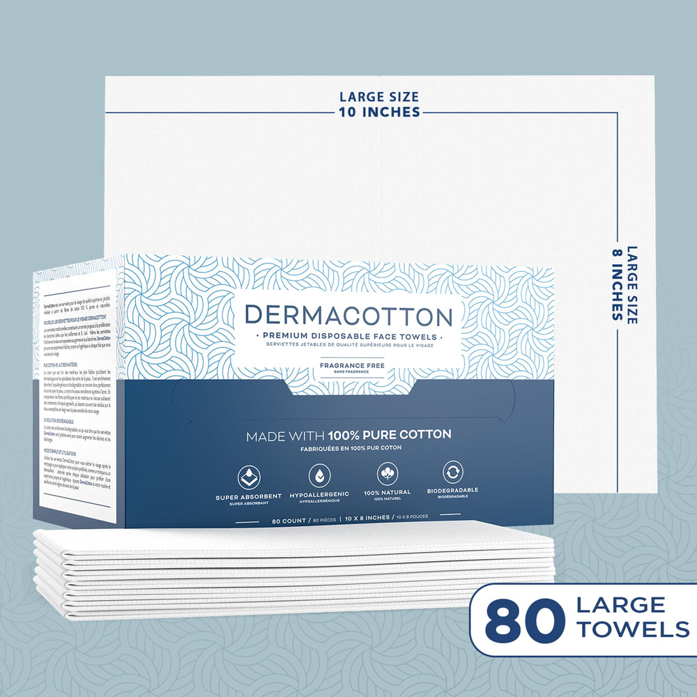 Dermacotton toallas sin fragancia para piel sensible, uso diario cómodo