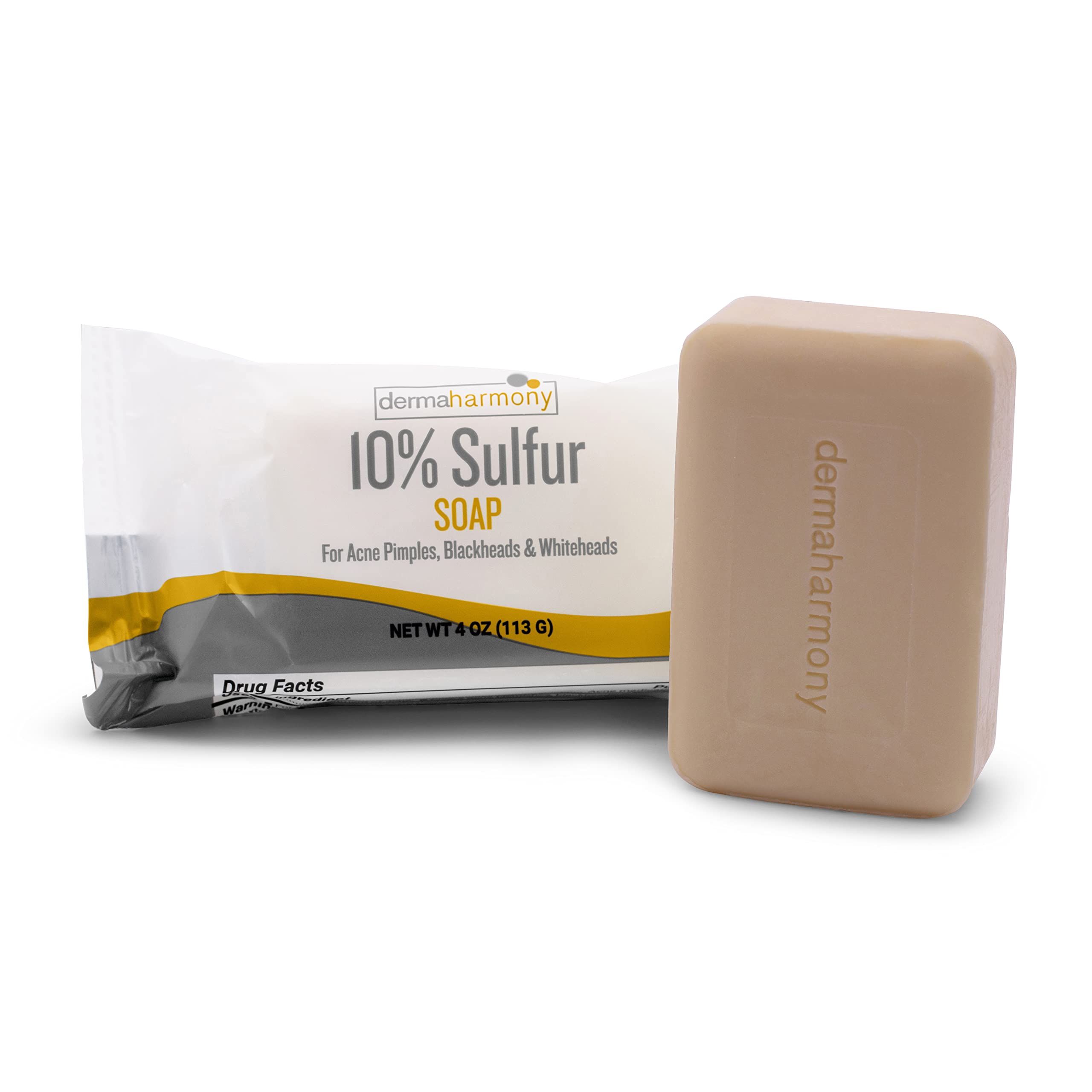 Dermaharmony detalle de la barra de azufre 10% para imperfecciones.
