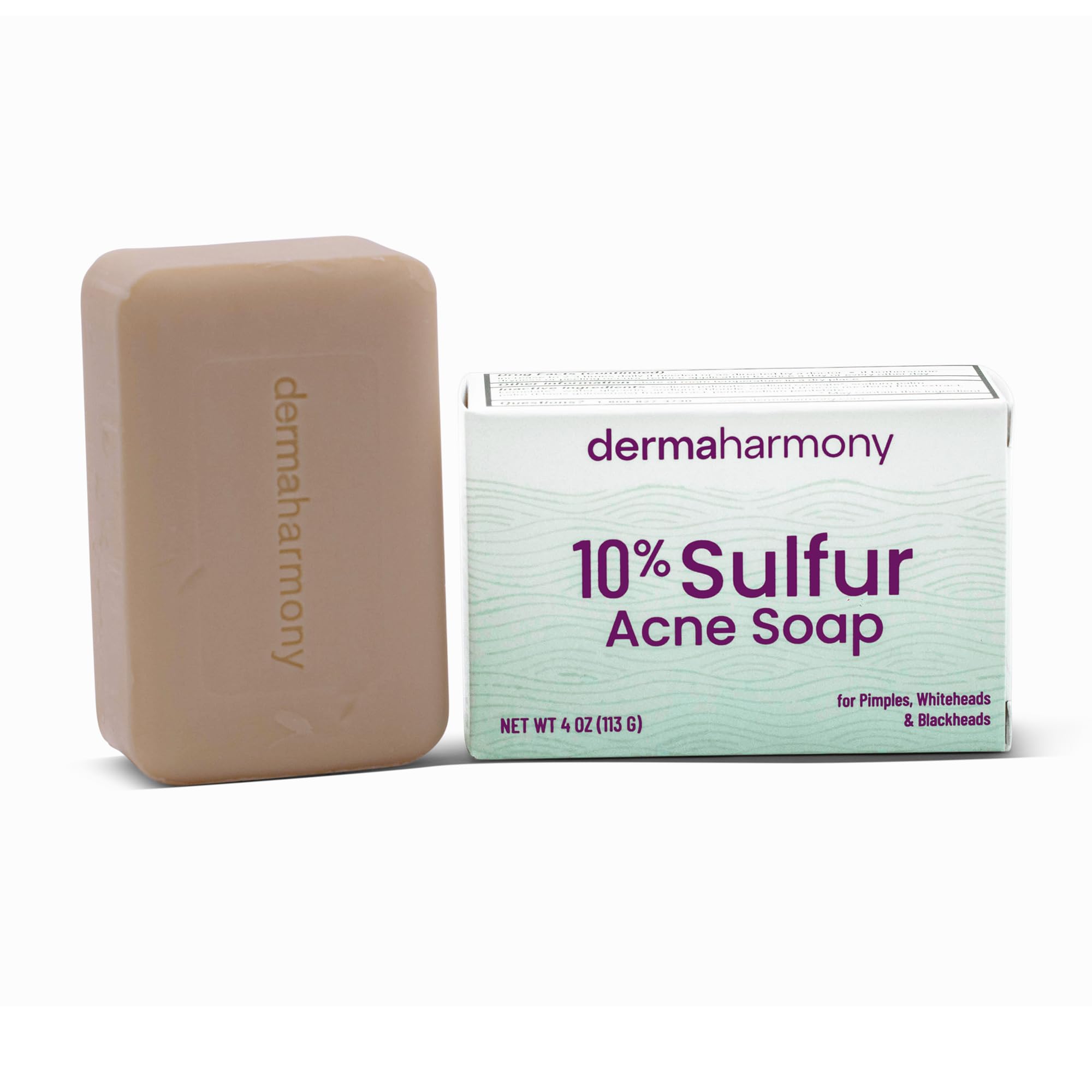 Dermaharmony jabón de azufre 10% en barra para piel propensa a acné.