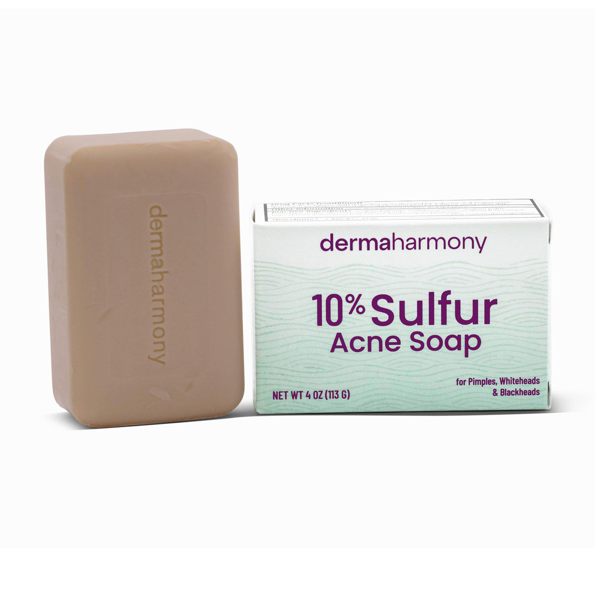 Dermaharmony jabón de azufre 10% en barra para piel propensa a acné.