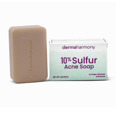 Dermaharmony jabón de azufre 10% en barra para piel propensa a acné.