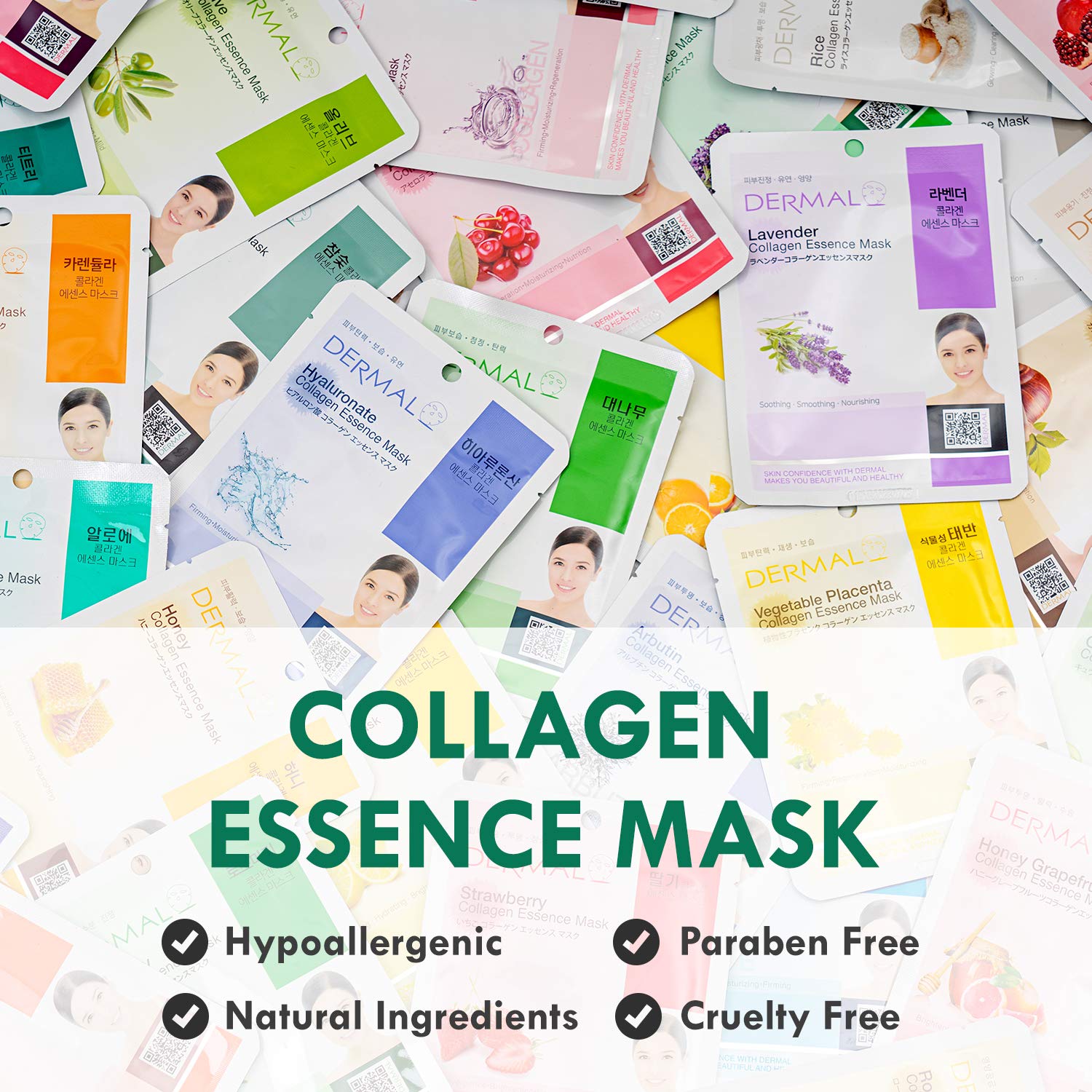 DERMAL mask variety set showing different formulas for changing skin needs