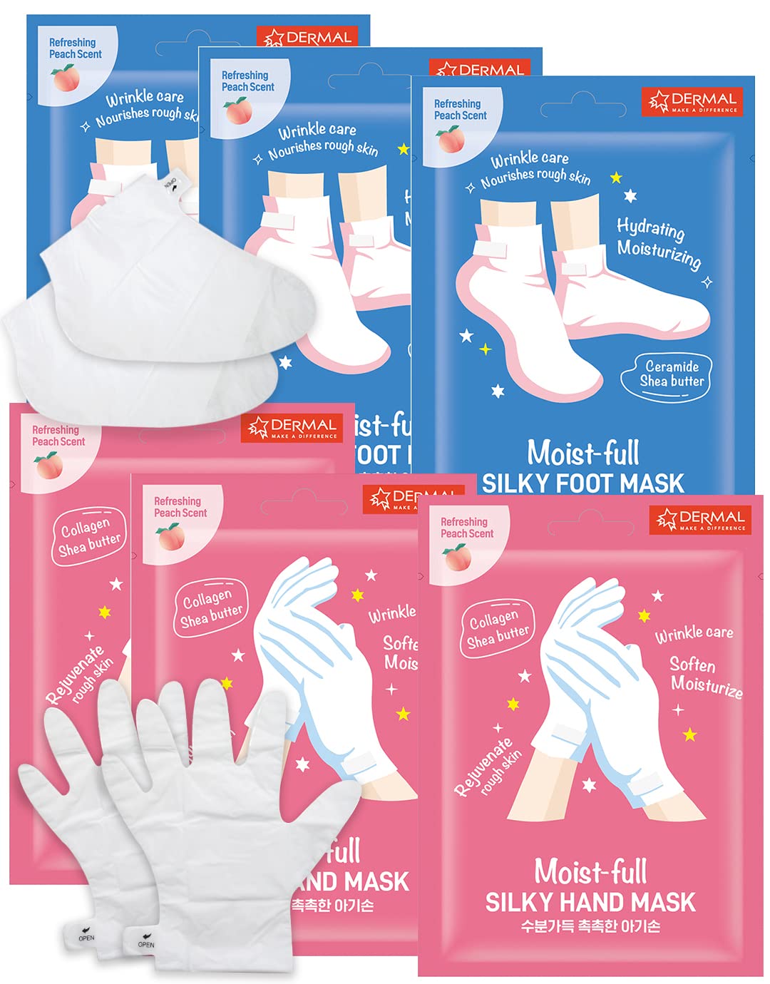DERMAL Moistfull calcetines-pies sedosos para hidratación profunda.
