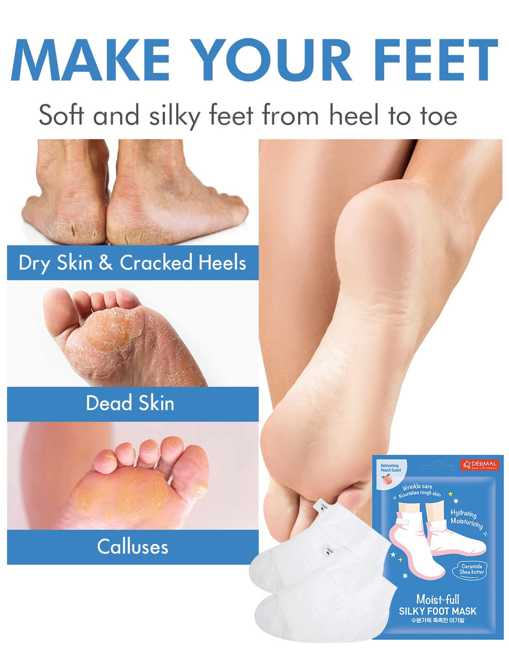 DERMAL Moistfull guantes-manos sedosos para nutrición diaria.