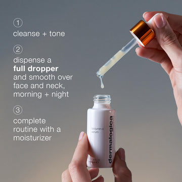 Dermalogica Biolumin-C Serum, textura ligera que penetra y suaviza la piel.