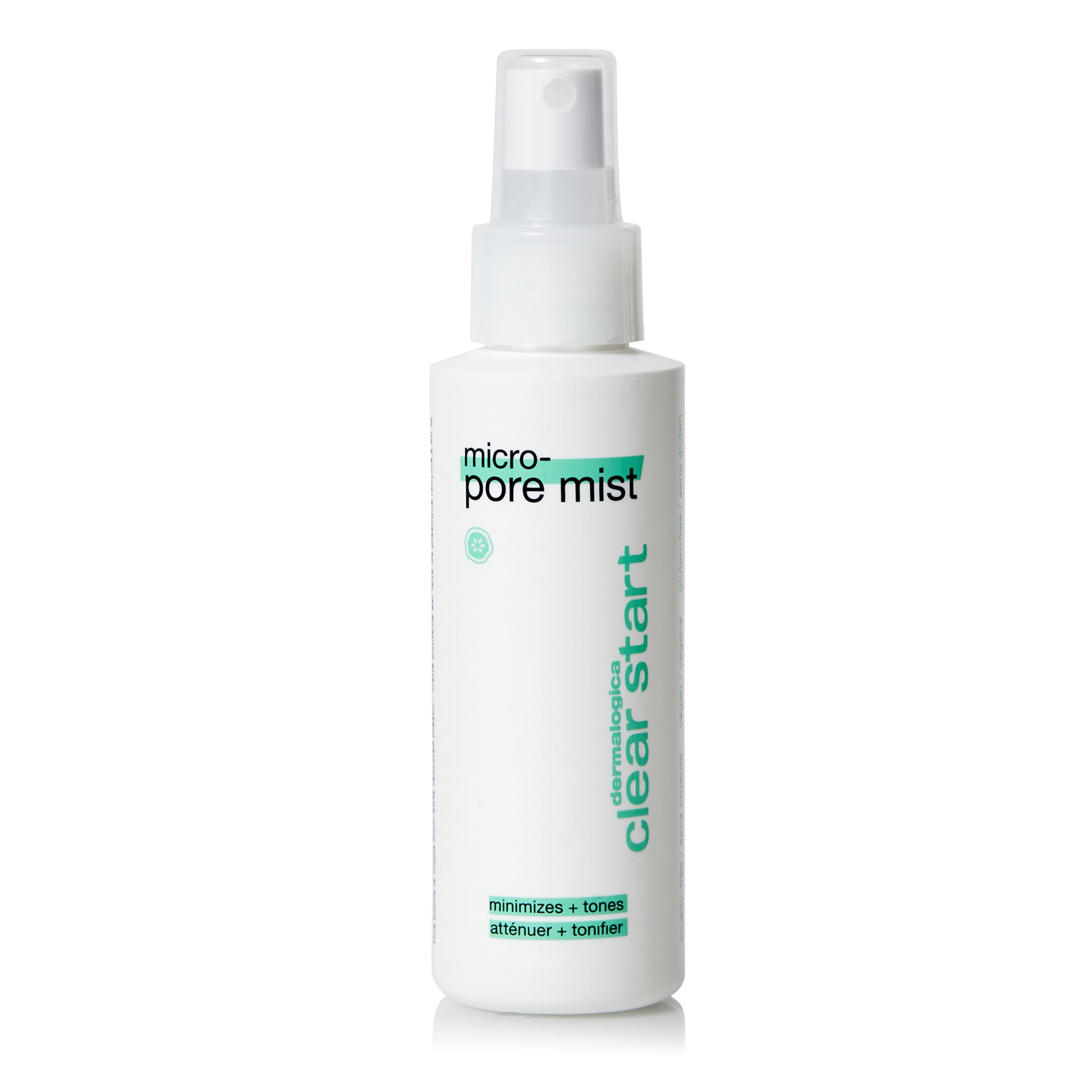Dermalogica Clear Start Micro-Pore Mist sur bouteille, aide à resserrer les pores et rafraîchir la peau.