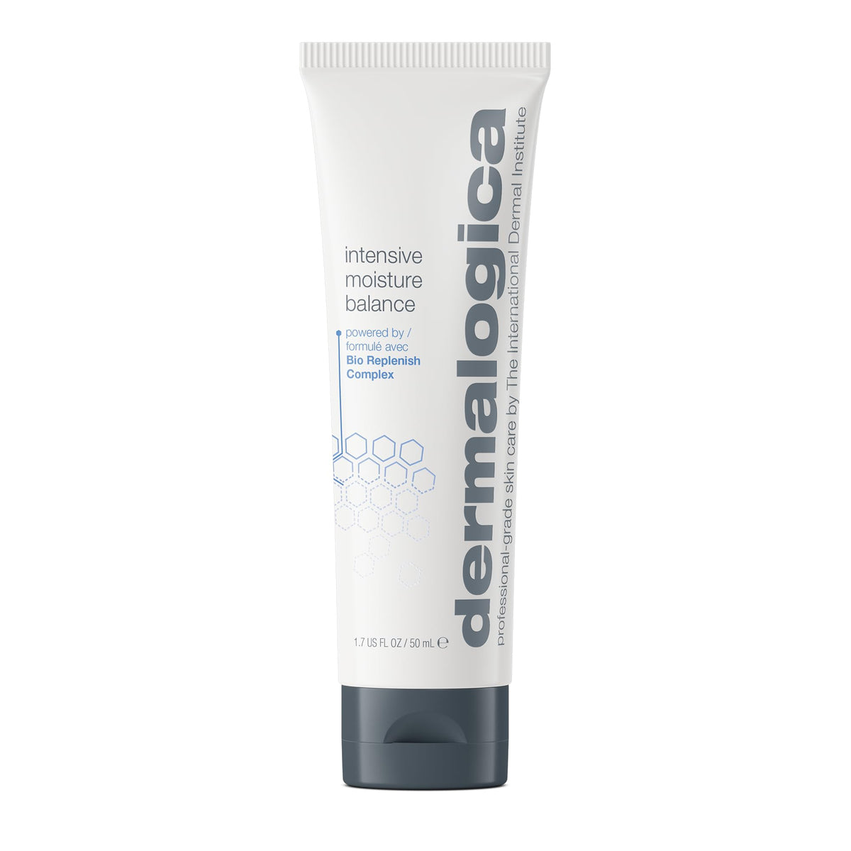 Dermalogica Intensive Moisture Balance, botella, ofrece hidratación profunda para piel seca y sensible.