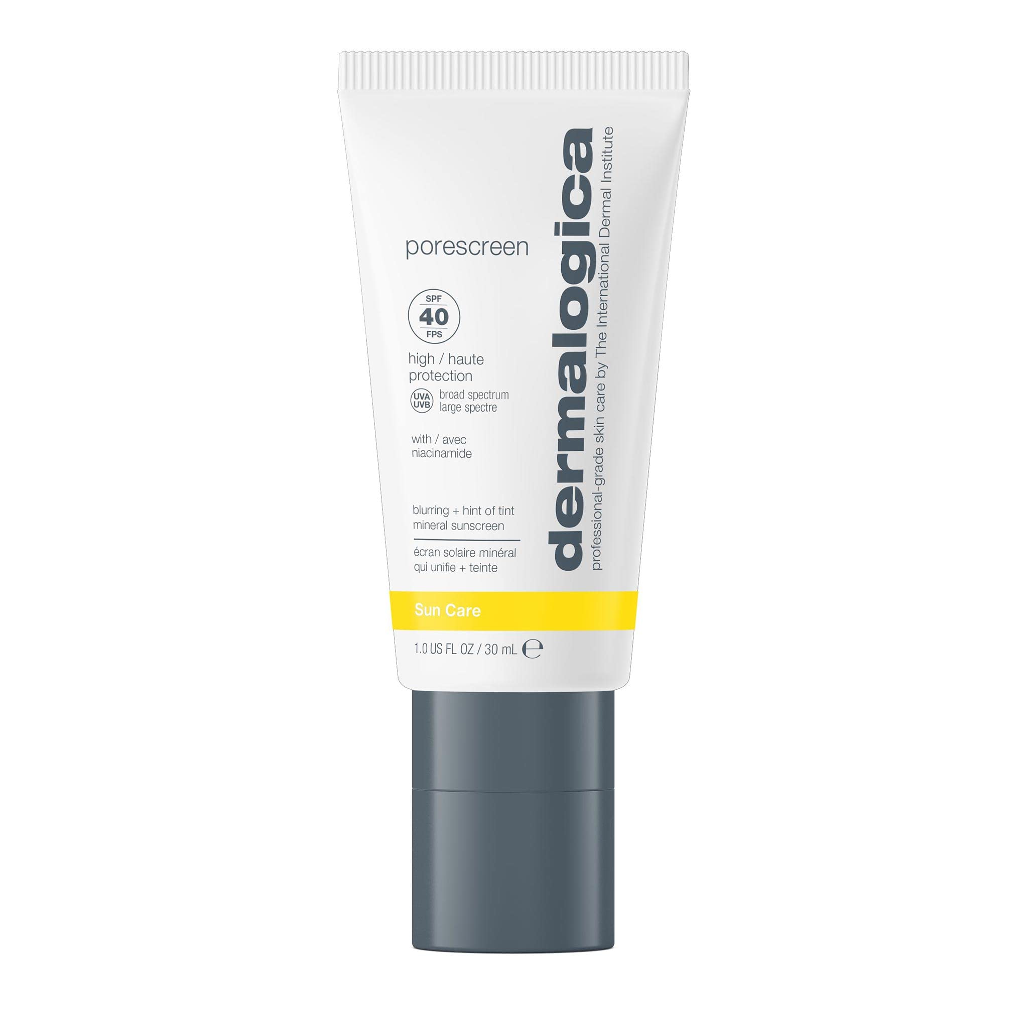 Dermalogica Porescreen SPF40 – Bouteille 1oz, protection minérale et diffusion lumineuse.