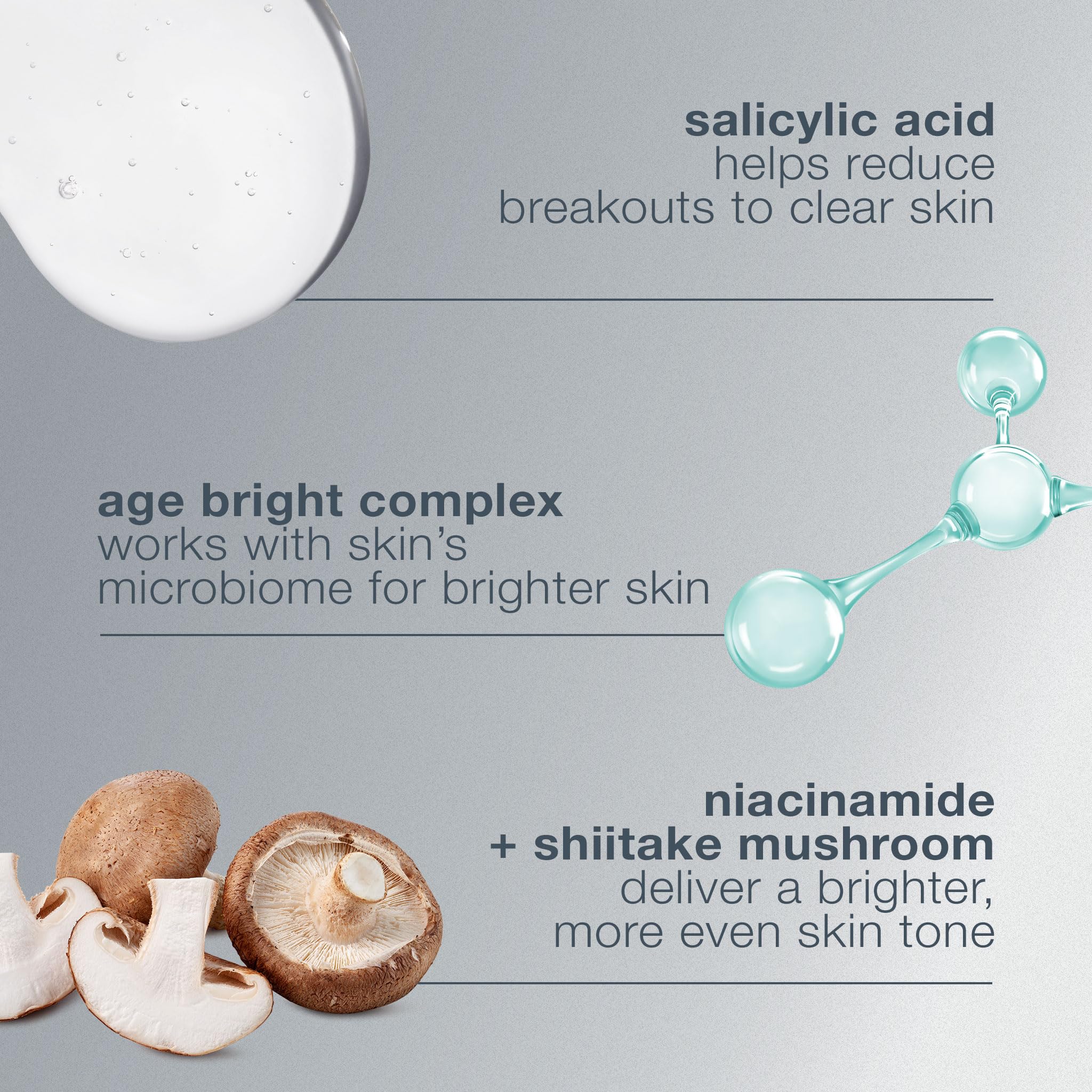 Ingredientes resurrección y niacinamida apoyando la hidratación.