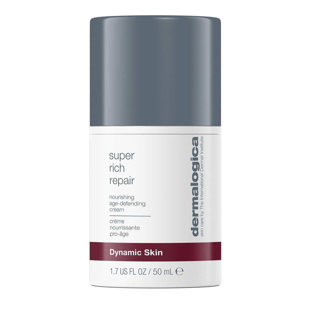 Dermalogica Super Rich Repair, bote crema, textura cremosa para piel seca.