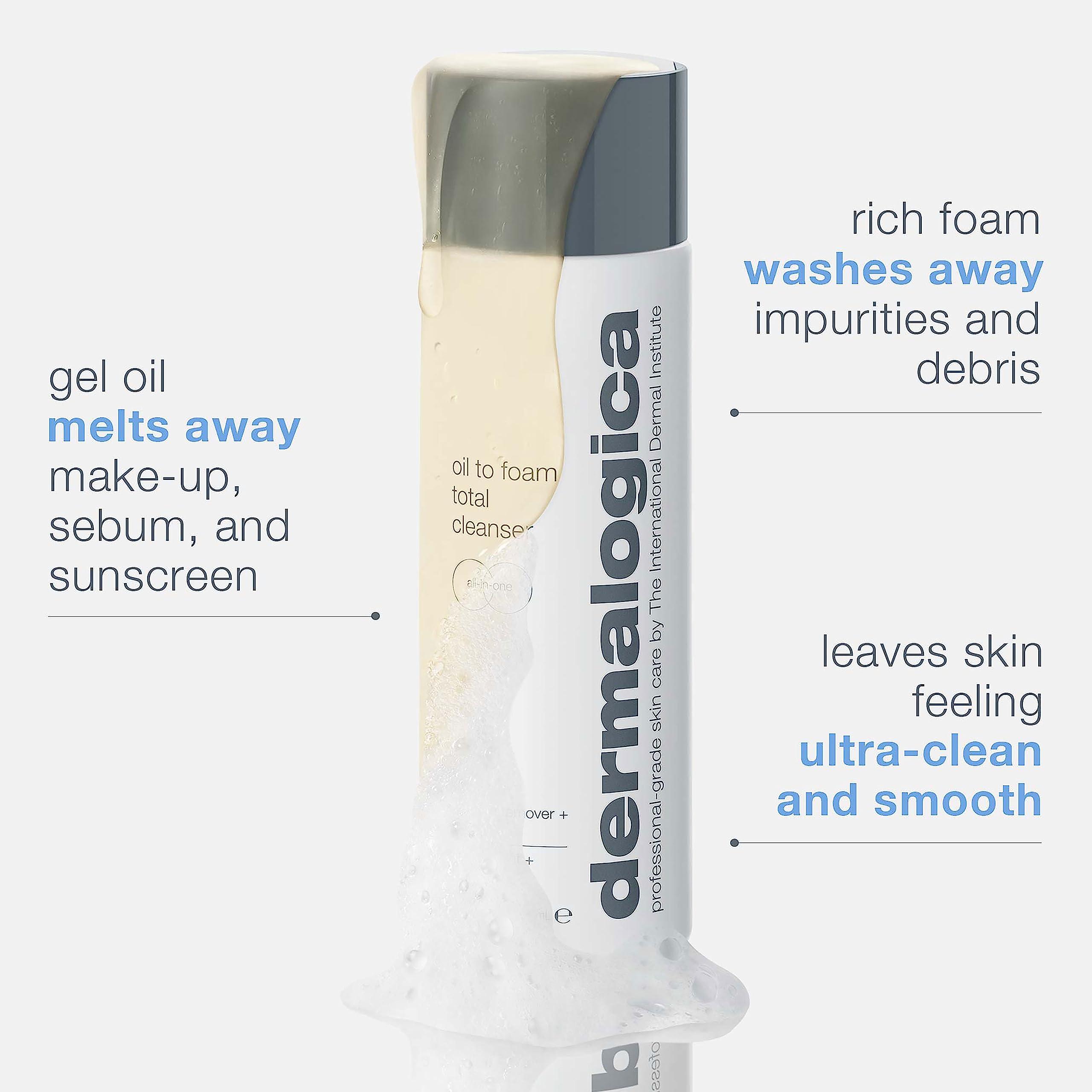 Dermalogica textura gel-aceite que se transforma en espuma, sensación suave y limpia