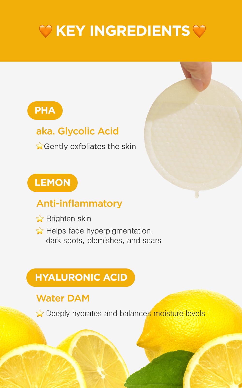 DERMALOGY Bio-Peel Gauze Lemon Pads: brillo suave y tono uniforme tras uso regular.