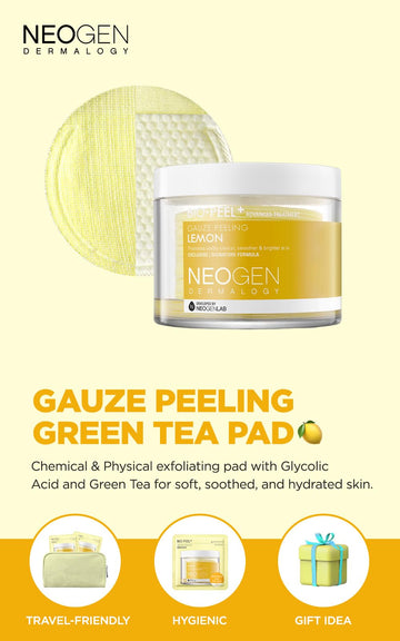 DERMALOGY Bio-Peel Gauze Lemon Pads: textura doble para eliminar células muertas con cuidado.