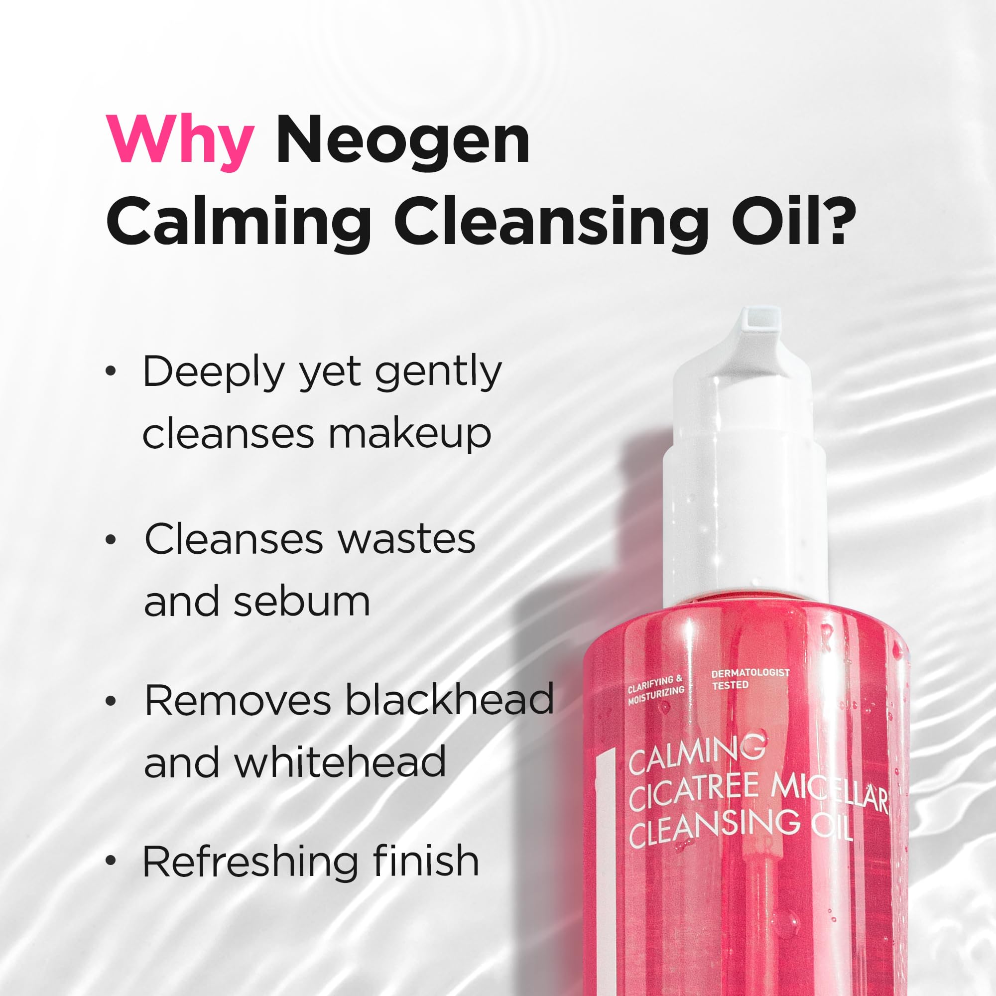 DERMALOGY NEOGENLAB Aceite Limpiador Calmante: quita maquillaje con micelas sin irritación.