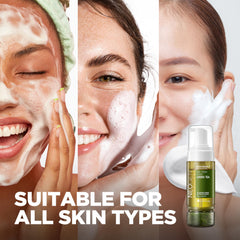 Foam texture close-up showing creamy lather for a refreshing cleanse.
