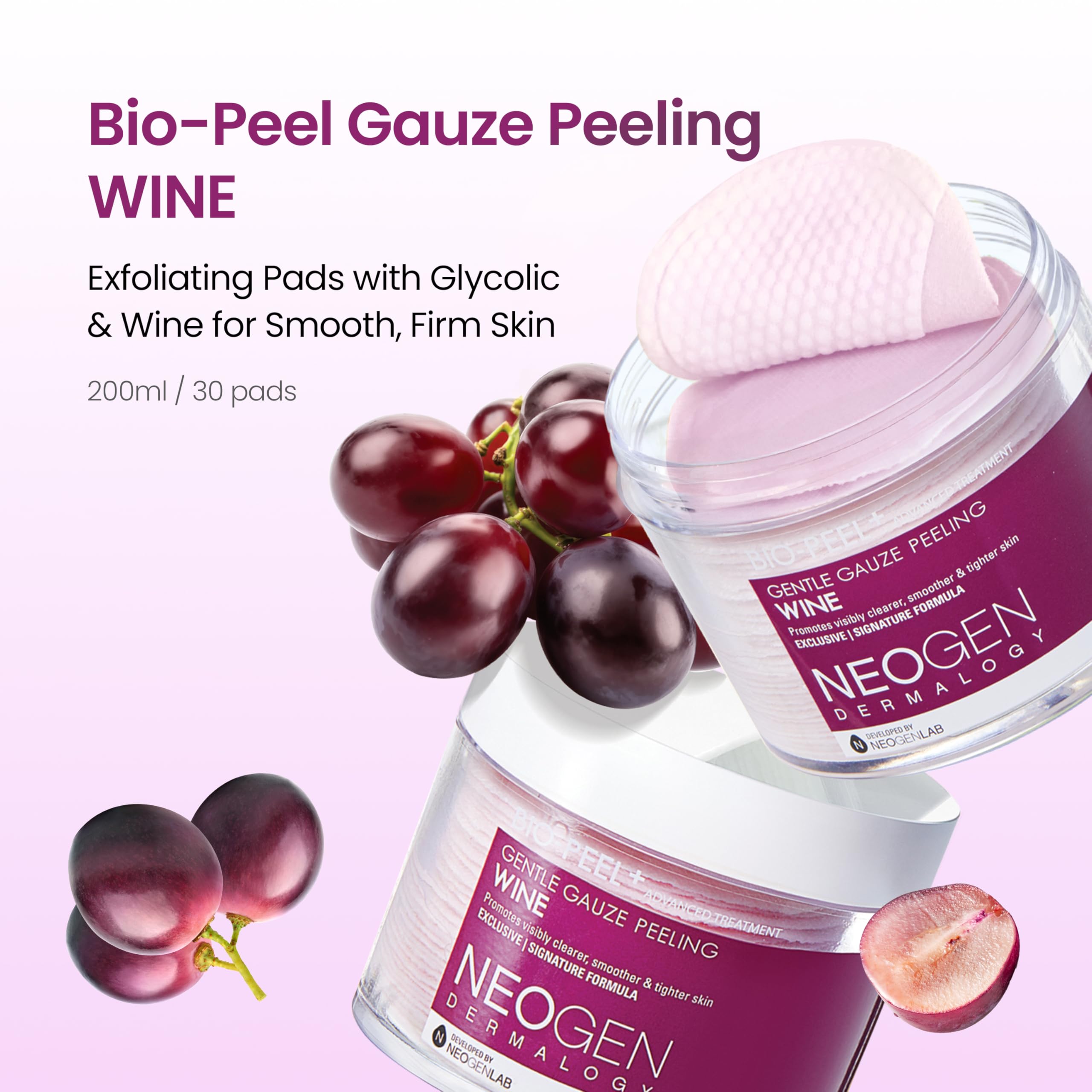DERMALOGY NEOGENLAB Bio-Peel Gasa Vino - exfoliación suave que revela textura más limpia