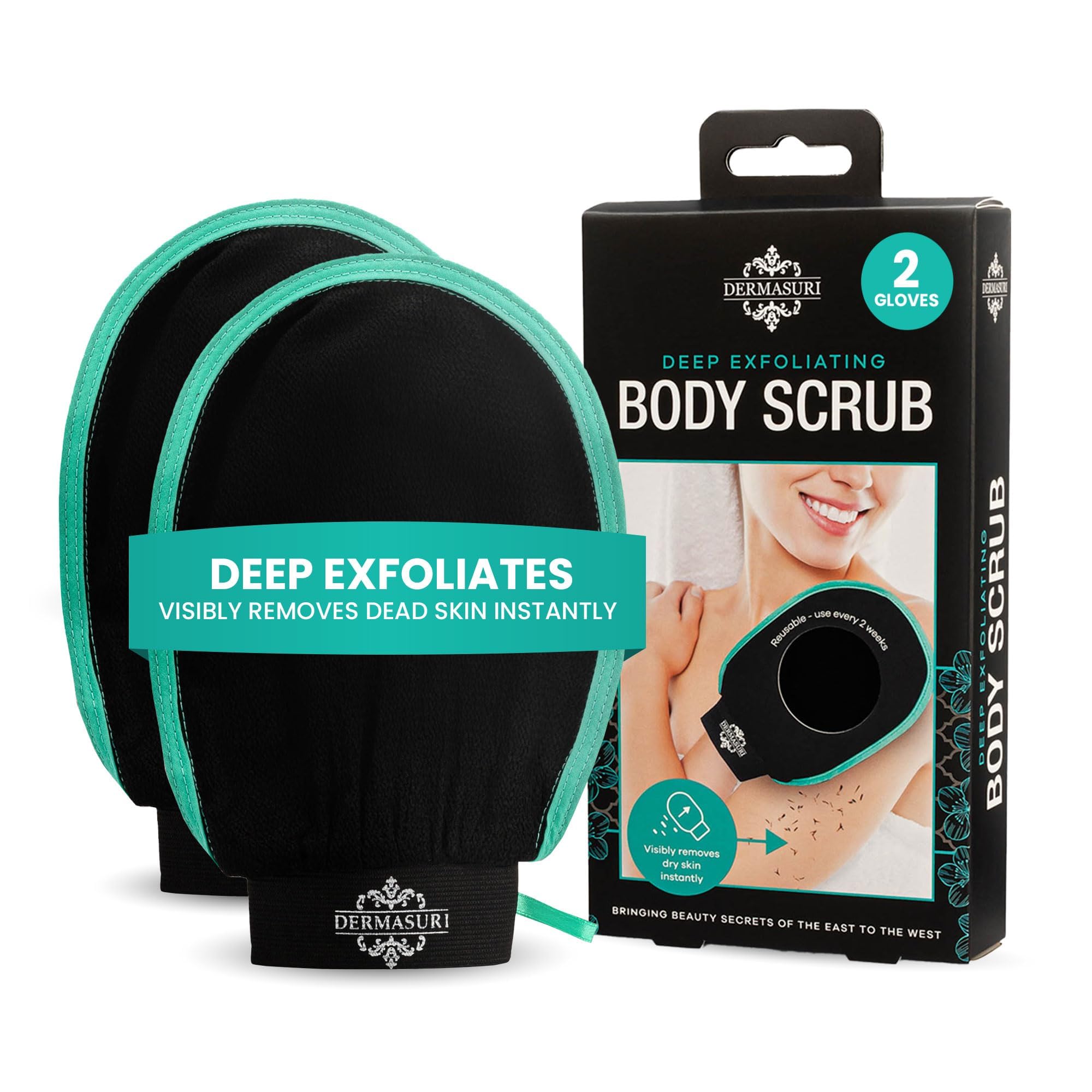 Dermasuri guante exfoliante ducha: exfoliación suave para piel más radiante tras la ducha.