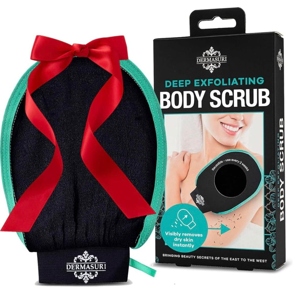 Guante exfoliante Dermasuri teal, regalo práctico para amantes del cuidado corporal.